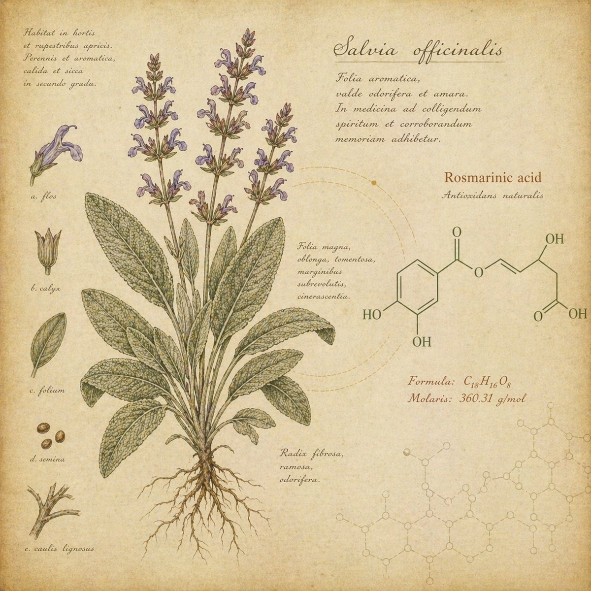 Ilustração botânica de sálvia